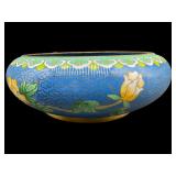 BLUE CLOISONNE FLORAL LOW BOWL