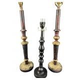 LOT OF 3 WOODEN LAMPS
