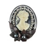 LARGE COSTUME CAMEO BROOCH PIN
