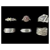6 PC LOT OF STERLING SILVER RINGS