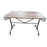 IRON BASE DISTRESSED TOP TABLE
