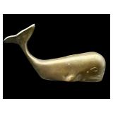 SMALL BRASS WHALE PAPERWEIGHT/FIGURINE