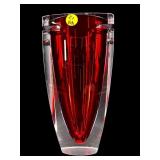 HEAVY WATERFORD CRYSTAL METRA RED VASE