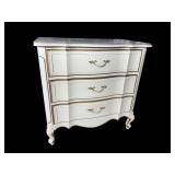 WHITE FRENCH PROVINCIAL 3 DRAWER CHEST