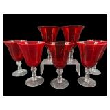 SET OF 7 ARTLAND RUBY RED WATER GOBLETS