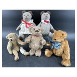 LOT OF 5 JOINTED TEDDY BEARS