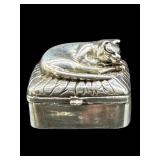 SMALL STERLING 925 CAT TRINKET BOX