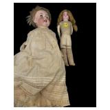2 PC LOT OF KR DOLL/ANTIQUE HANDMADE DOLL