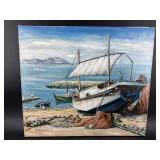 Y.TAKAKI BOATS FROM JAPAN OIL ON CANVAS