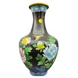 15 IN BLACK CLOISONNE VASE