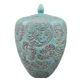 TURQUOISE GREEN PORCELAIN GINGER JAR
