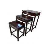 SET OF 3 ROSEWOOD ORIENTAL STACKING TABLES