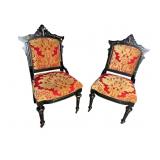 2 EBONIZED VICTORIAN HIPREST CHAIRS