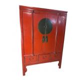 PAINT DECORATED ORIENTAL WEDDING CABINET