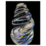 SIGNED ROLLIN KARG ART GLASS SHELL PAPERWEIGHT