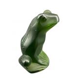 LALIQUE FRANCE DARK GREEN FROG FIGURINE