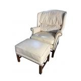 YOUNG/SPANGLE LEATHER WINGBACK CHAIR & OTTOMAN