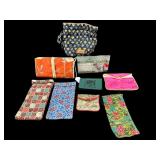 LOT OF 9 MISC EYEGLASS HOLDERS, WALLET AND MAKEUP