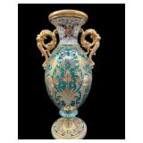 LARGE HAND PAINTED MURMAC ITALIAN URN VASE