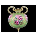 HAND PAINTED PORCELAIN 2 HANDLE VASE