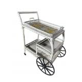 ANTIQUE WICKER TEA CART