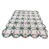80x95 IN HANDMADE DOUBLE WEDDING RING QUILT