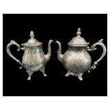 2 PC LOT OF SILVERPLATE FOOTED TEAPOTS