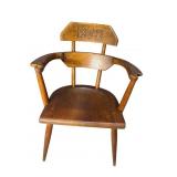 SOLID OAK ART DECO BARREL BACK ARMCHAIR