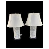 2 LARGE ORIENTAL PORCELAIN RETICULATED TABLE LAMPS