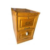 SOLID OAK 2 DRAWER FILE CABINET