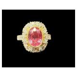 18K OSCAR FRIEDMAN PINK SAPPHIRE & DIAMOND RING