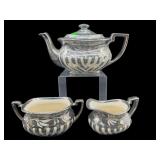 3 PC LOT OF GIBSON ENGLISH SILVER ACCENT TEASET