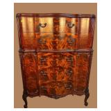 KEYSTONE FURNITURE FLAMED AND QUILTED MAHOGANY
