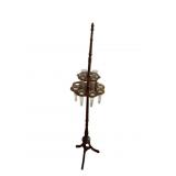 CHERRY 2 TIERED GLASS FLUTED FLOWER STAND