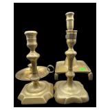 LOT OF 4 ANTIQUE BRASS CANDLESTICKS