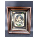 ANTIQUE SHADOWBOX FRAME CHILD PORTRAIT LITHOGRAPH