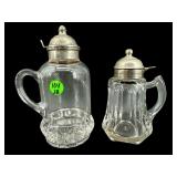 2 PC LOT 19TH. CENT. EAPG CRYSTAL SYRUP PITCHERS