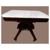 WALNUT VICTORIAN MARBLE TOP COFFEE TABLE