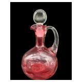 FENTON CRANBERRY COIN DOT CRUET WITH STOPPER