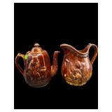 2 PC LOT ANTIQUE BENNINGTON ROCKINGHAM GLAZE