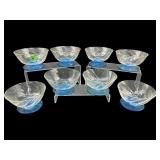 SET OF 8 MCM BLUE AND CLEAR SPIRAL SHERBERT BOWLS