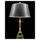 TALL BRASS AND MARBLE BASE 2 LIGHT TABLE LAMP