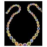 14K MULTI-SAPPHIRE AND DIAMOND NECKLACE