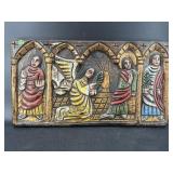 HANGING PINE CARVED RELIGIOUS FIGURAL PANEL