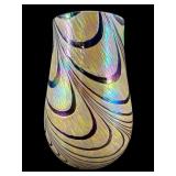 LOETZ STYLE PULLED FEATHER ART GLASS VASE