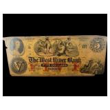 THE WEST RIVER BANK 1800ï¿½S $5 JAMAICA NOTE