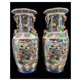 2 JAPANESE SATSUMA PORCELAIN VASES