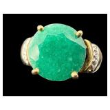 10K EMERALD AND DIAMOND RING
