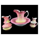 SET OF 6 PINK AND YELLOW PORCELAIN