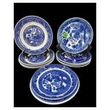 10 PC LOT OF BLUE WILLOW SAUCERS